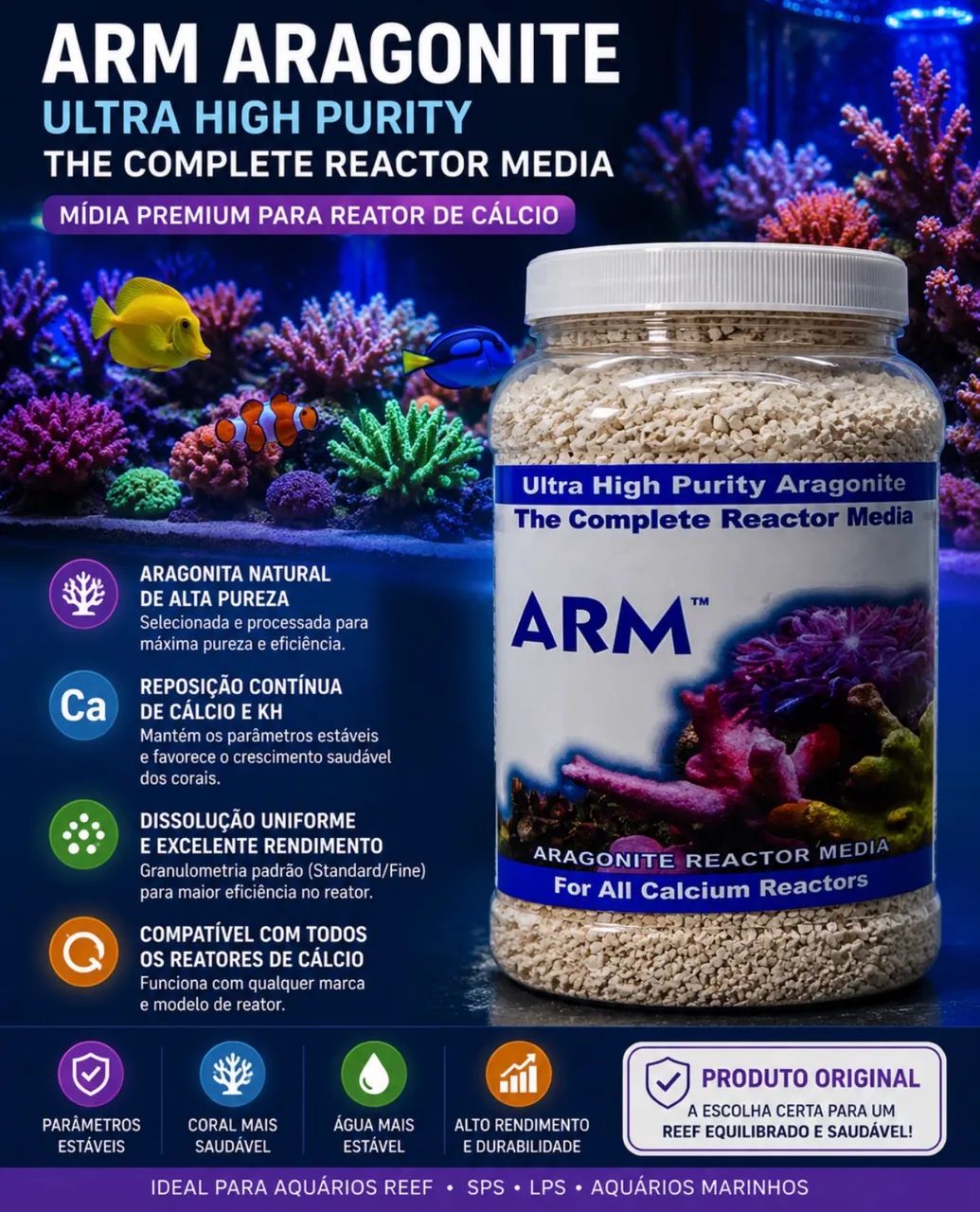 ARM Aragonite Reactor Media Original | Mídia Premium para Reator de Cálcio