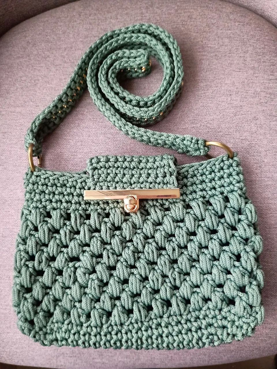 Bolsa de Crochê Verde Sofisticada