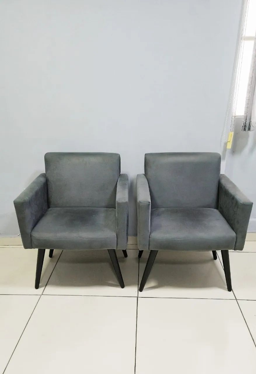SO R$ 310, - 2 poltronas  Suede Cinza Escuro belissimas Novissimas   - Foto 2