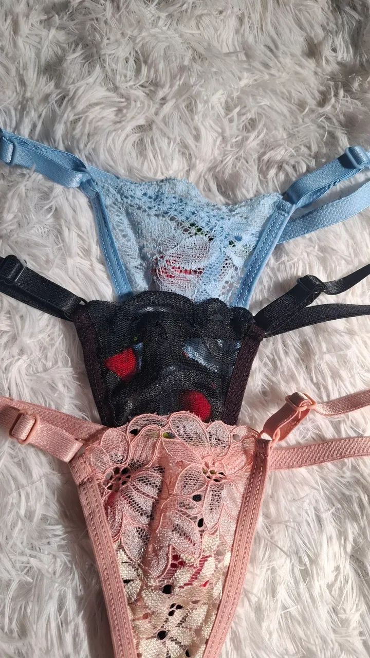 Calcinha Sexy Rendada com Fio Dental  e cereja 3D - Foto 2