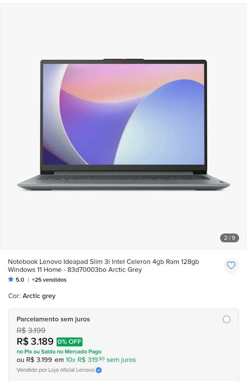 Notebook Lenovo slim 4g  - Foto 5