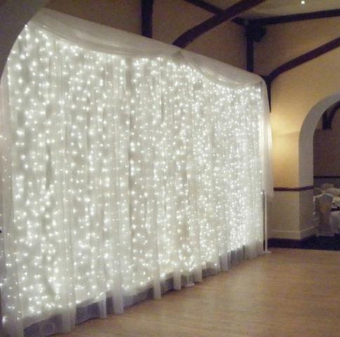 Cortina De Led Branco Quente 300 Leds 3 X 2,5 Metros 127v