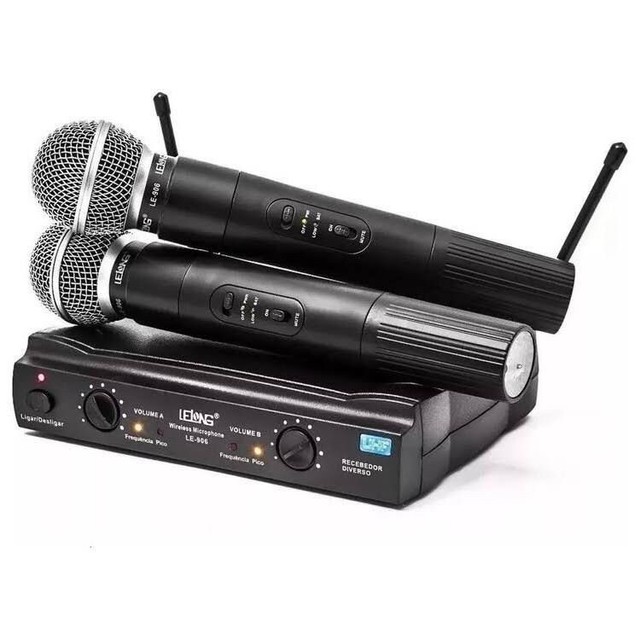 Microfone Duplo Sem fio UHF Lelong  - Foto 2