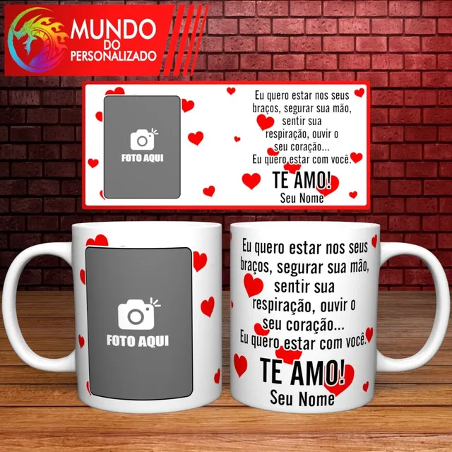 Kit quadro+2 canecas 1 ano de namoro personalizado