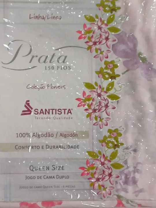 Jogo de Cama Casal Queen Size Prata 150 Fios - Coleção Flowers - Foto 2