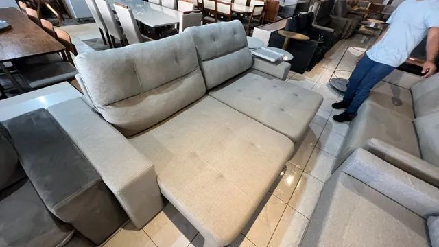 Sofá novo retrátil e reclinável todo no linho - Foto 3