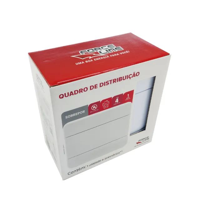 Quadro de Distribuição Para Embutir Din Branco Forceline Capacidade:4 disjuntores