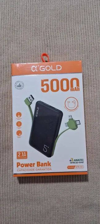 CARREGADOR PORTÁTIL Power Bank 5000 mAh - A Gold