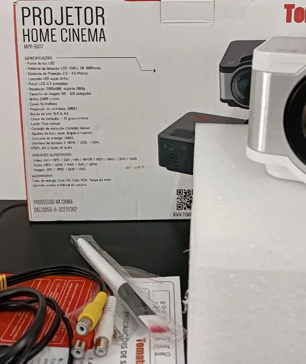 Projetor Tomate 2.400 Lumens Data Show Hdmi/ Vga Vídeo/áudio - PERFEITO! - Foto 2