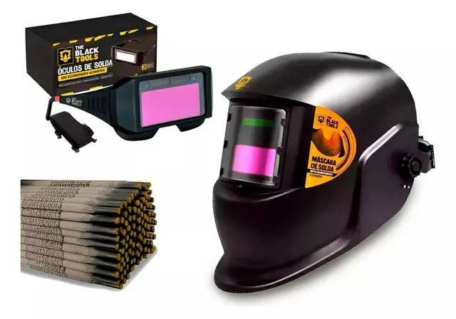 Máscara e Óculos de Solda Automático + Eletrodo - Pronta Entrega 