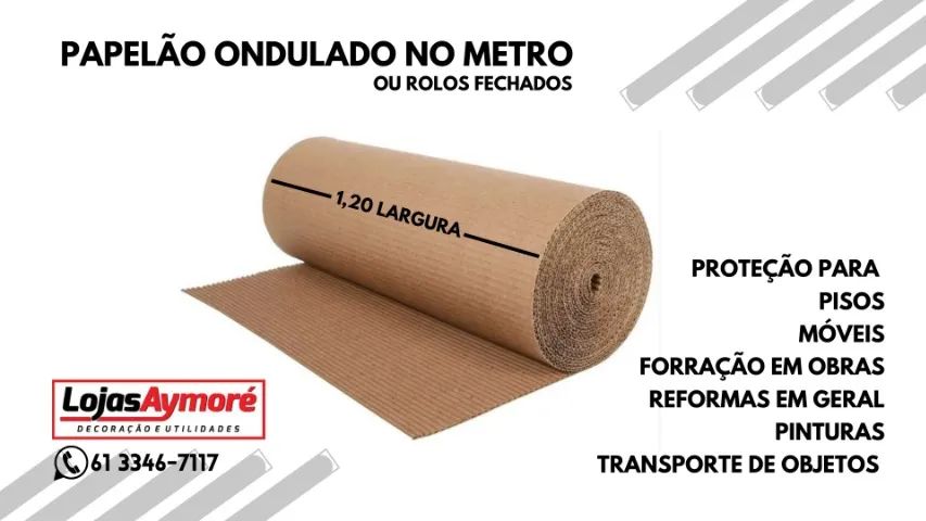 Papelão Ondulado no Metro Linear para proteção de pisos 1,20larg