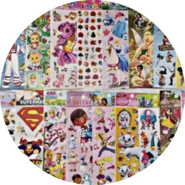 50 cartelas adesivo sticker etiquetas temas menina aleatórias  - Foto 3