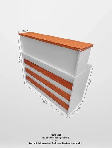 balcão para recepção branco reto canelado 