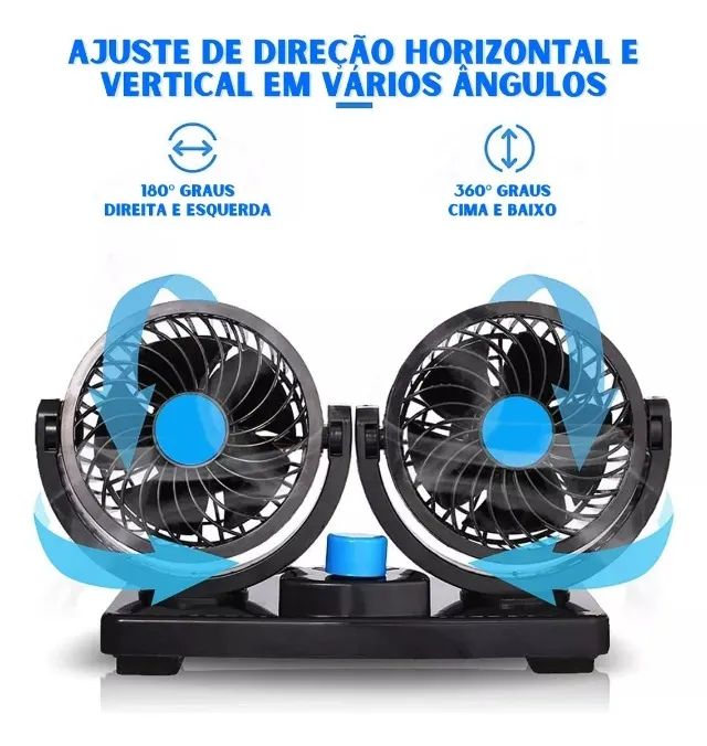 Ventilador Automotivo Duplo 12v Ajustável Carro Van Caminhão  Loja Coimbra Computadores - Foto 5
