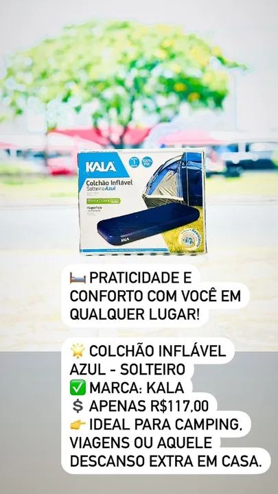 Colchão Inflável Azul - Solteiro - Foto 2