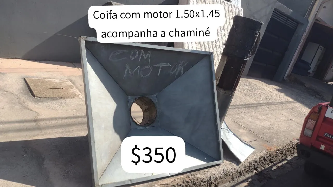 Coifa com motor 1.50x1.45 e chaminé