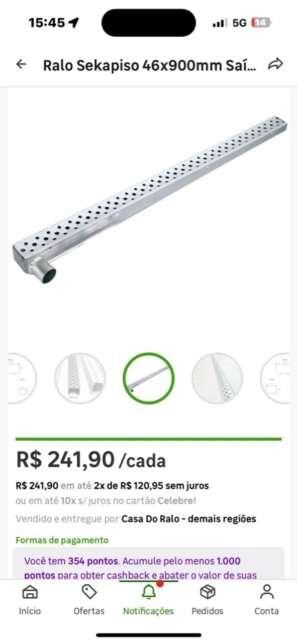 Ralo Sekapiso 46x900mm Saída Lateral