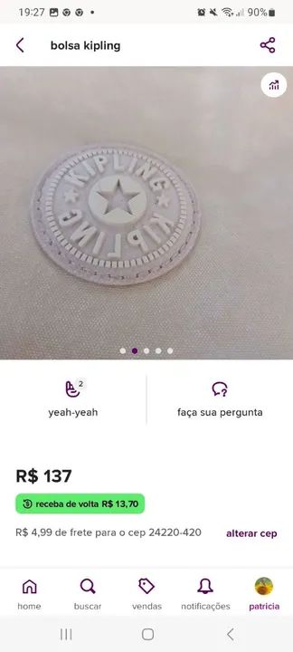 Bolsa Kipling Bege - Foto 2