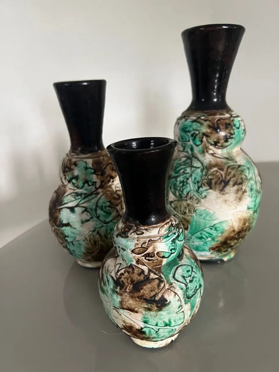 Conjunto de 3 Vasos Decorativos Artesanais