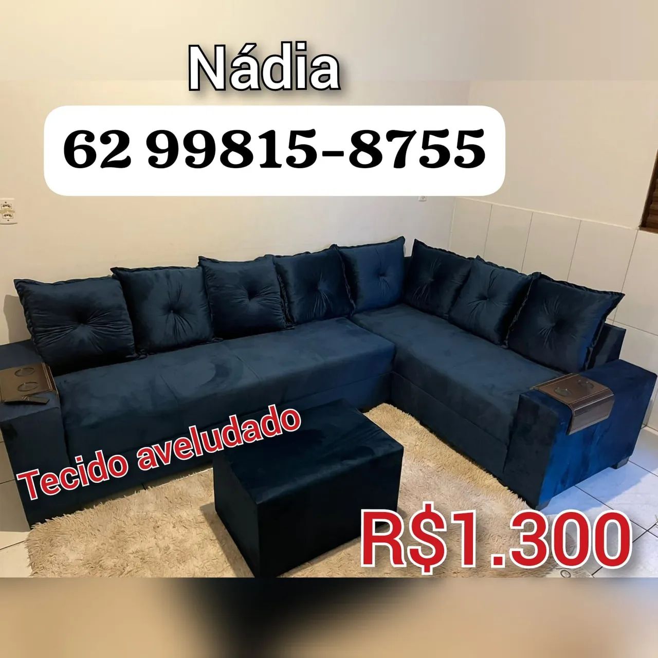 Sofá De 7 lugares tecido veludo (***)