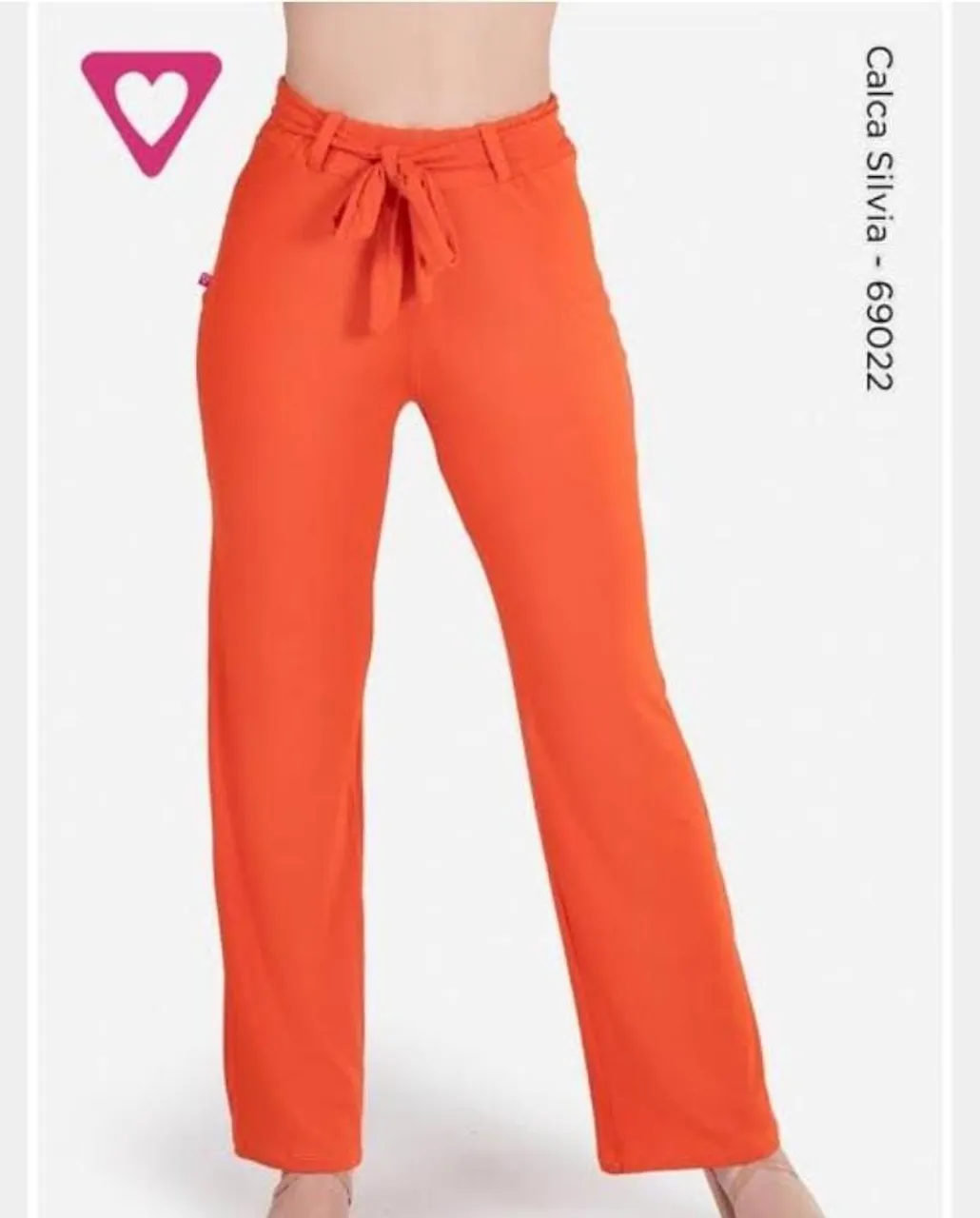 Calça Laranja Flare com Amarração - Calça Silvia da Romance
