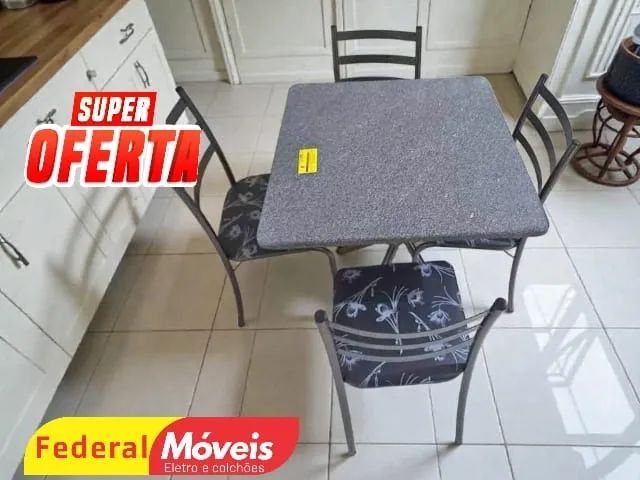 Mesa de Jantar 1.00x75cm 4 Cadeiras OFERTA IMPERDÍVEL