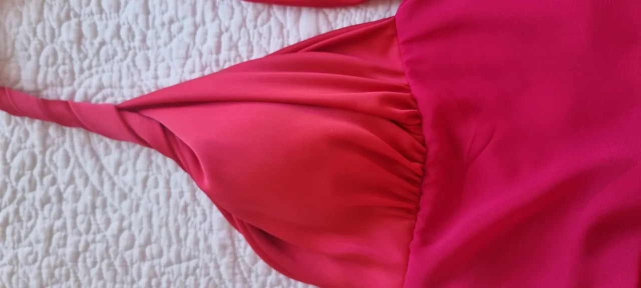 Vestido Longo rosa de cetim e seda - Foto 2