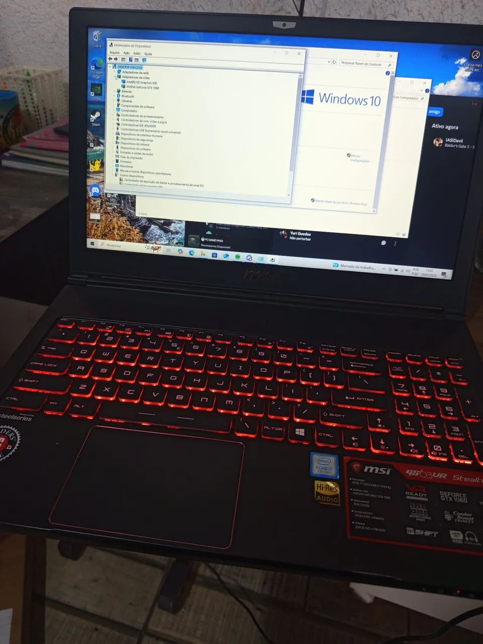 Notebook Gamer MSI com  GTX 1060