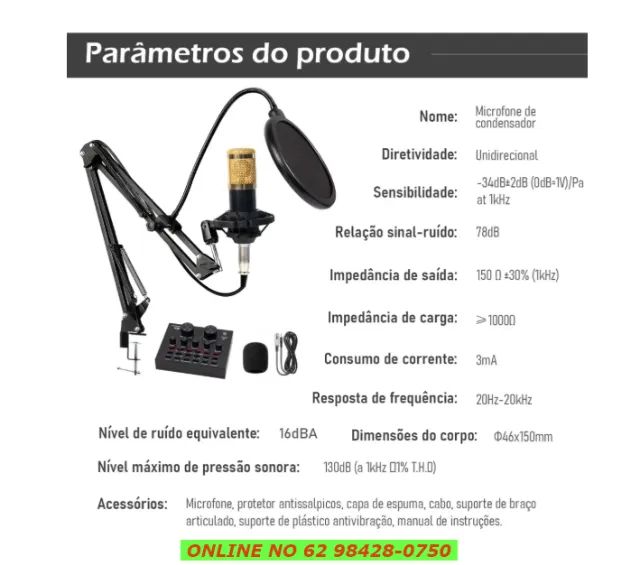 Kit Interface Mesa V8+ Microfone Bm800 Com Braço Articulado - Foto 2