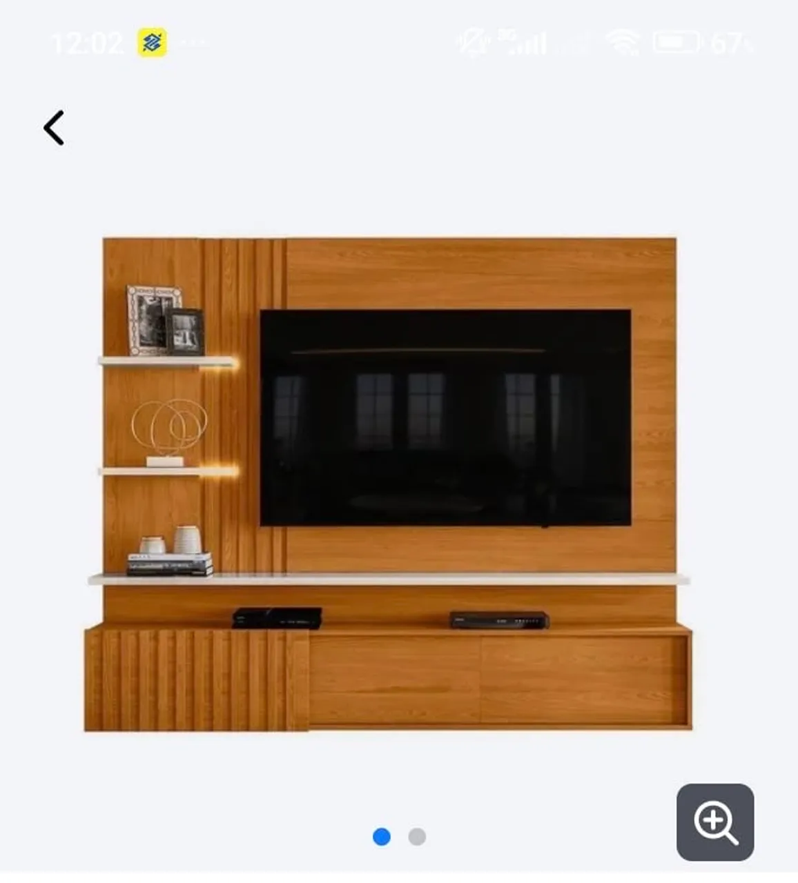 Painel para TV Amadeirado com Prateleiras e Gavetas