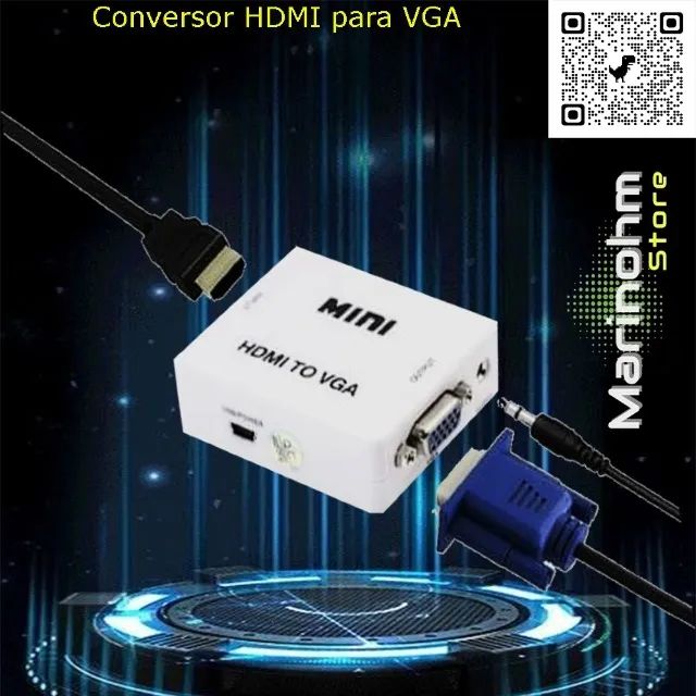 Conversor Hdmi Para Vga Adaptador Audio P2 Alimentado