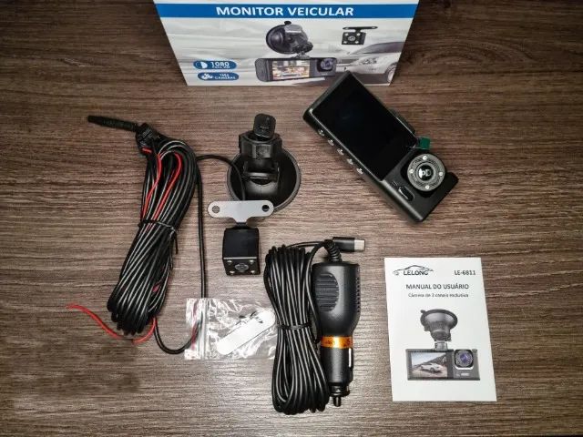 Câmera Veicular Tripla Full HD com Visor LCD Lelong Modelo LE-6811 - Foto 4