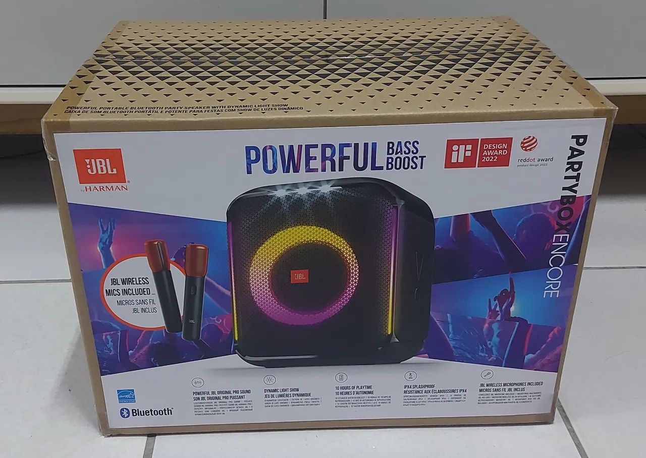 caixa som jbl partybox ENCORE nova lacrada com micro fone 