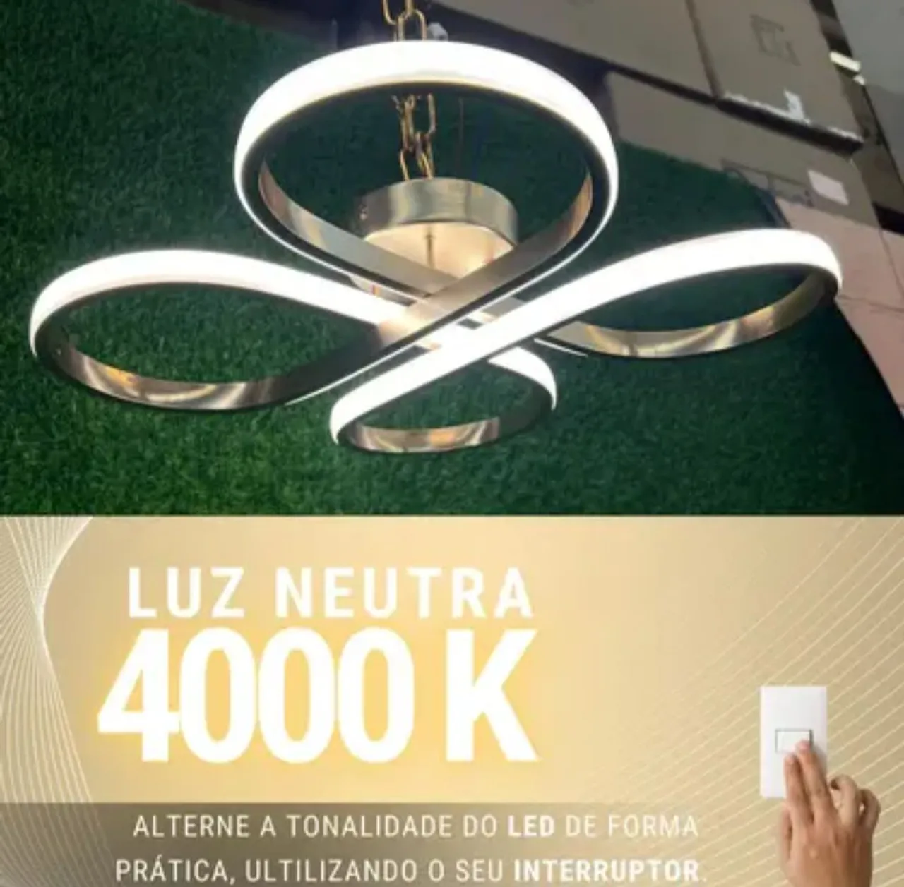 Luminária Plafon Led Moderno Trevo 3 cores de luz Cor Dourado Chamanhe Bivolt 110v/220v