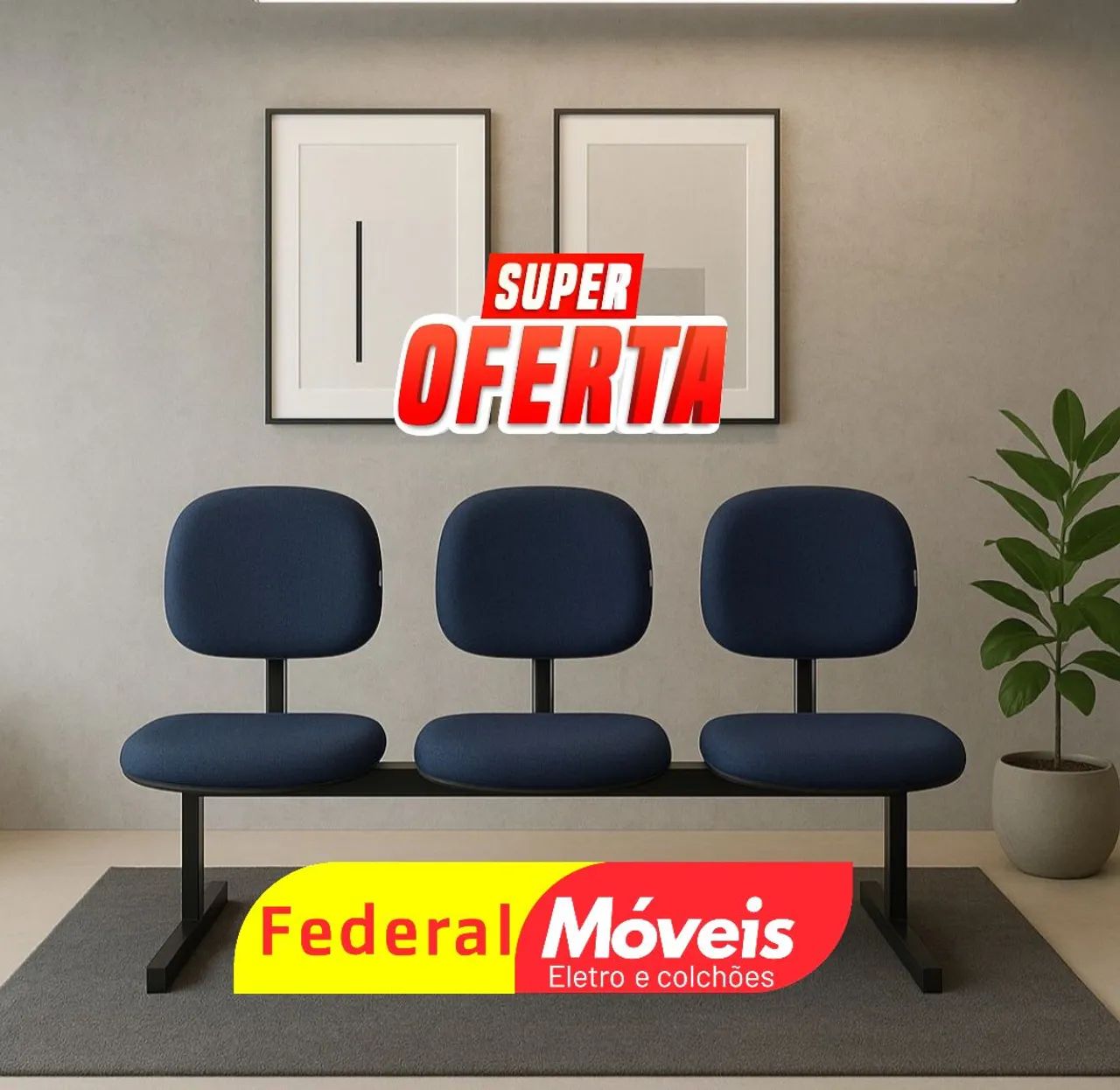Cadeira de Espera Longarina Secretária 3 Lugares - Qualidade e ótimo custo-benefício!