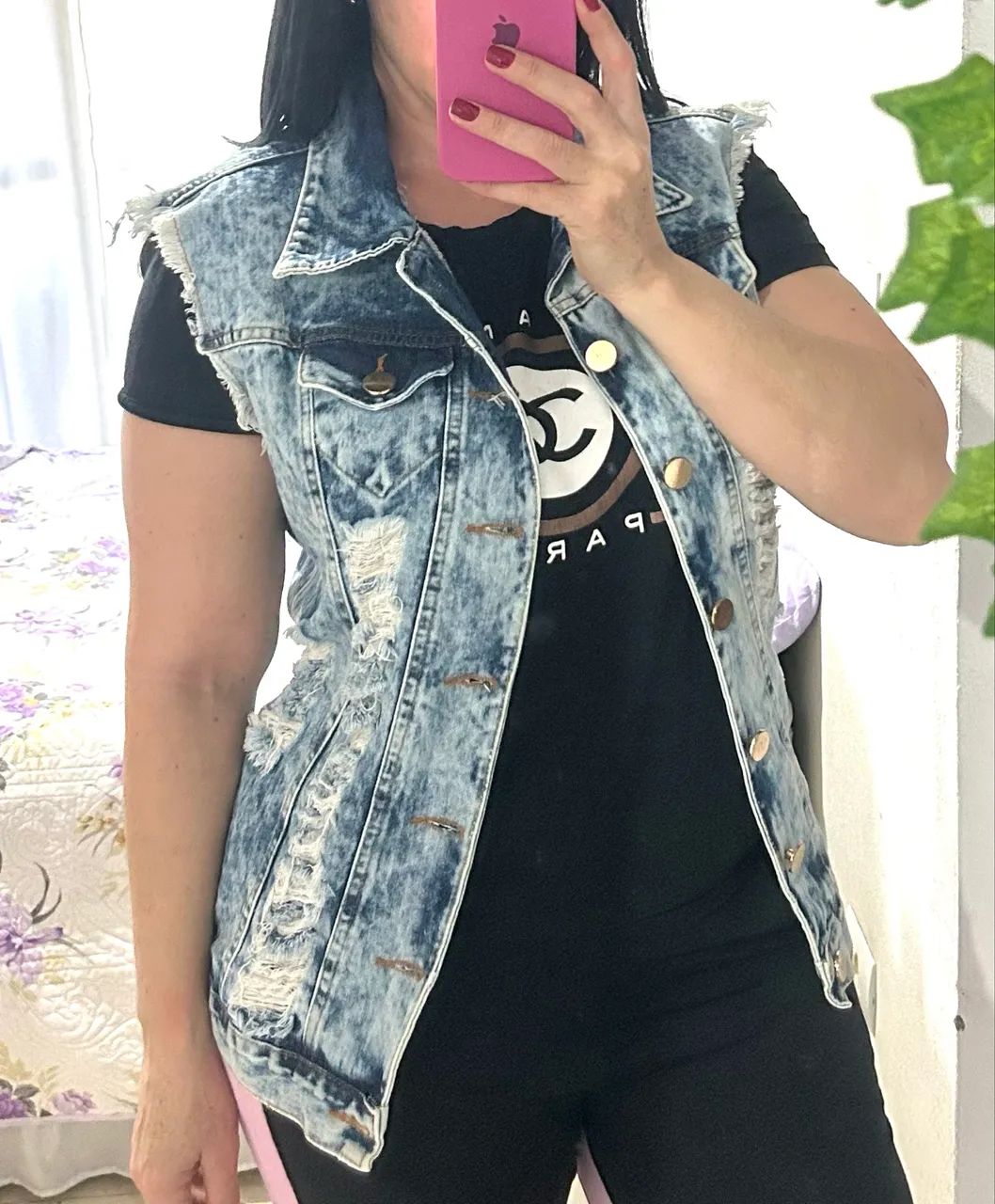 Colete jeans feminino 