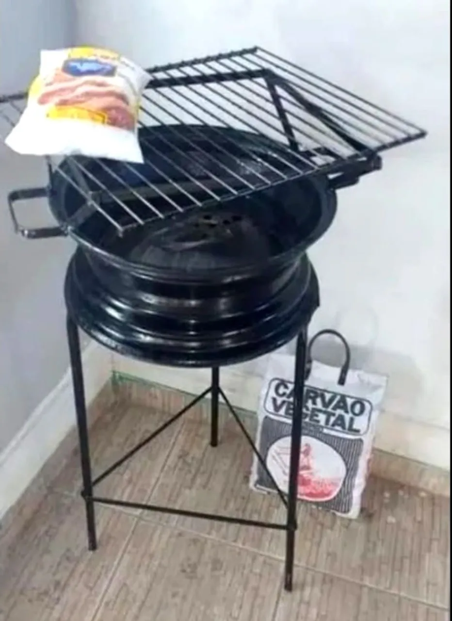 Churrasqueira portátil roda de carro aro 13