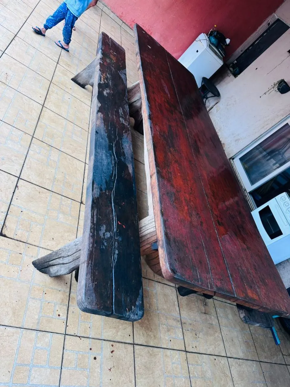 Mesa de madeira rústica para área externa 3 metros