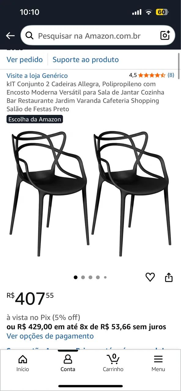Duas Cadeiras Allegra Preta - Foto 4
