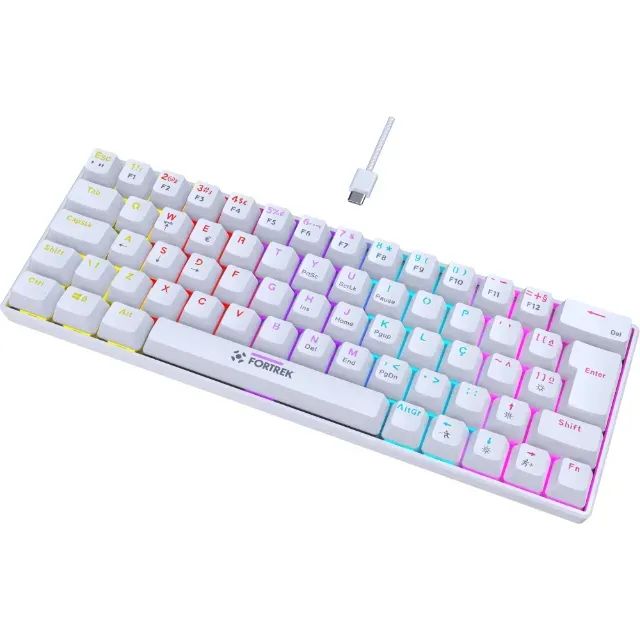 Teclado Mecânico 65% Fortrek Gravity White 65 Compact Switch Red - WZetta - Foto 4