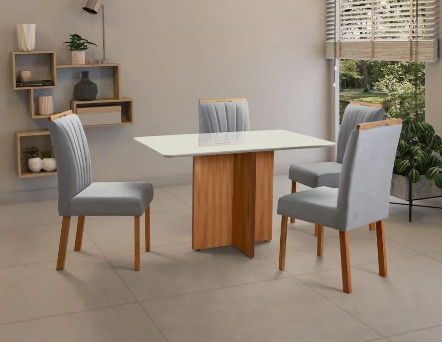 Mesa pérola 1m/0.80m com 4 cadeiras trop