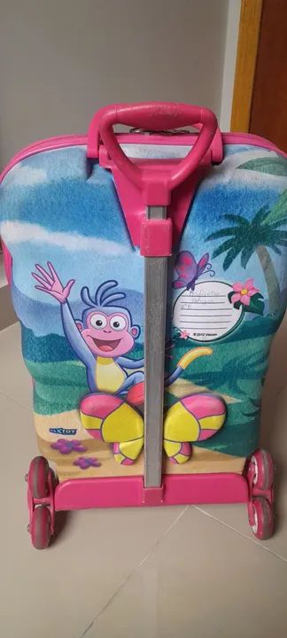 Mochila de rodinha tripla Dora Aventureira, usada R$50,00 - Foto 3