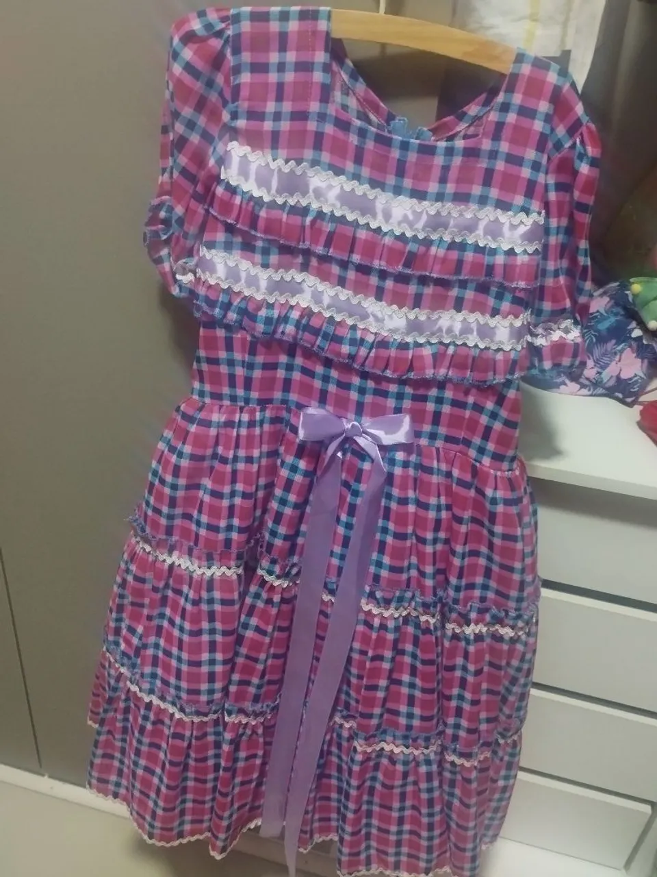 Vestido infantil xadrez junino