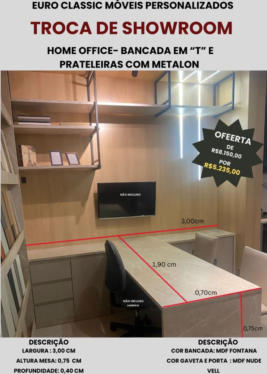 Escritório showroom loja móveis planejados 