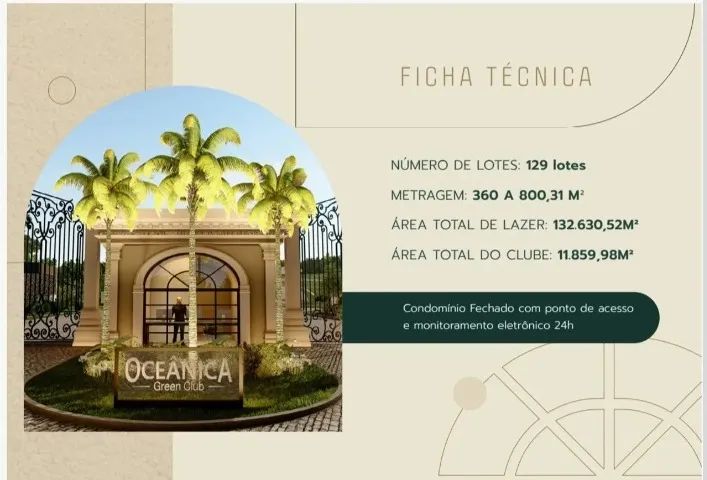 Lotes de 360m² á 676m²  Á partir de R$199.000,00 ou Parcelas de R$ 1.527,00