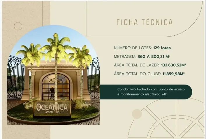 Lotes de 360m² á 676m² Á partir de R$199.000,00 ou Parcelas de R$ 1.527,00
