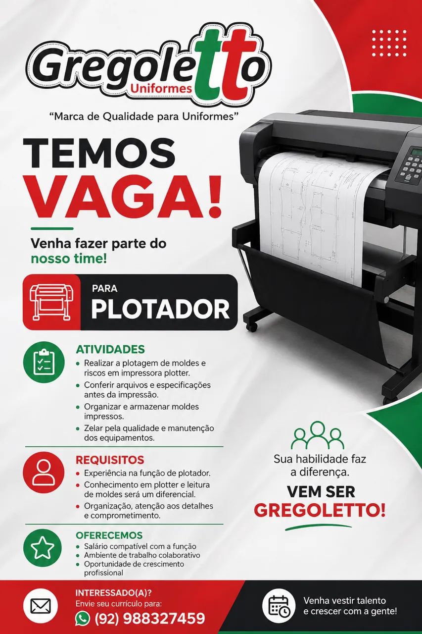 Vaga para Plotador