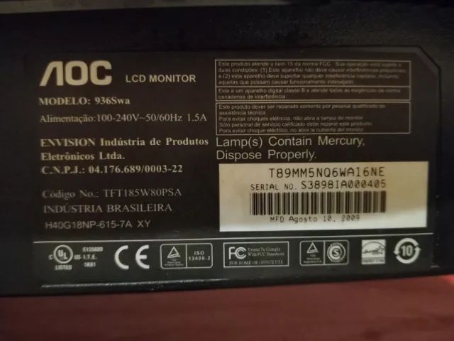 Monitor 18,5' AOC LCD C/Alto-falantes saída Microfone USB-A/USB-B - Foto 2