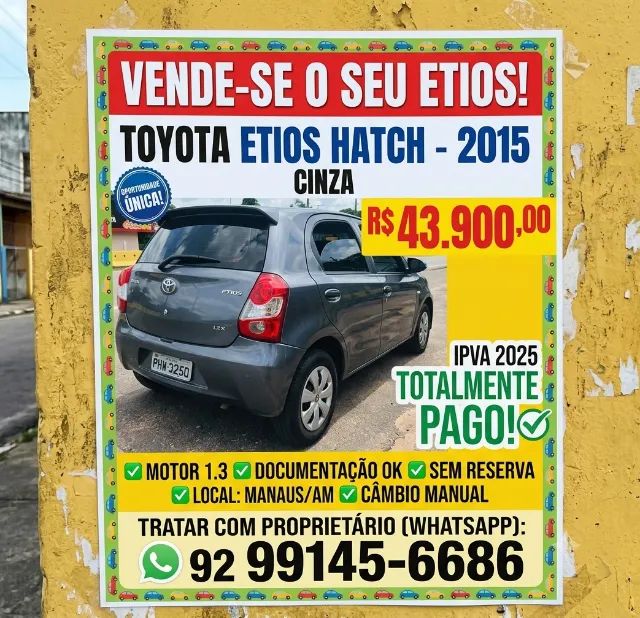 Toyota Etios X 1.3 Flex 16V 5P Mec. 2016 - Foto 4