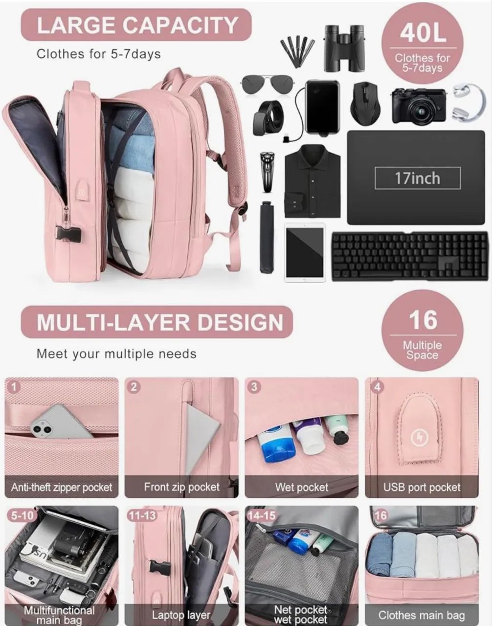 Mochila de viagem grande - Foto 4